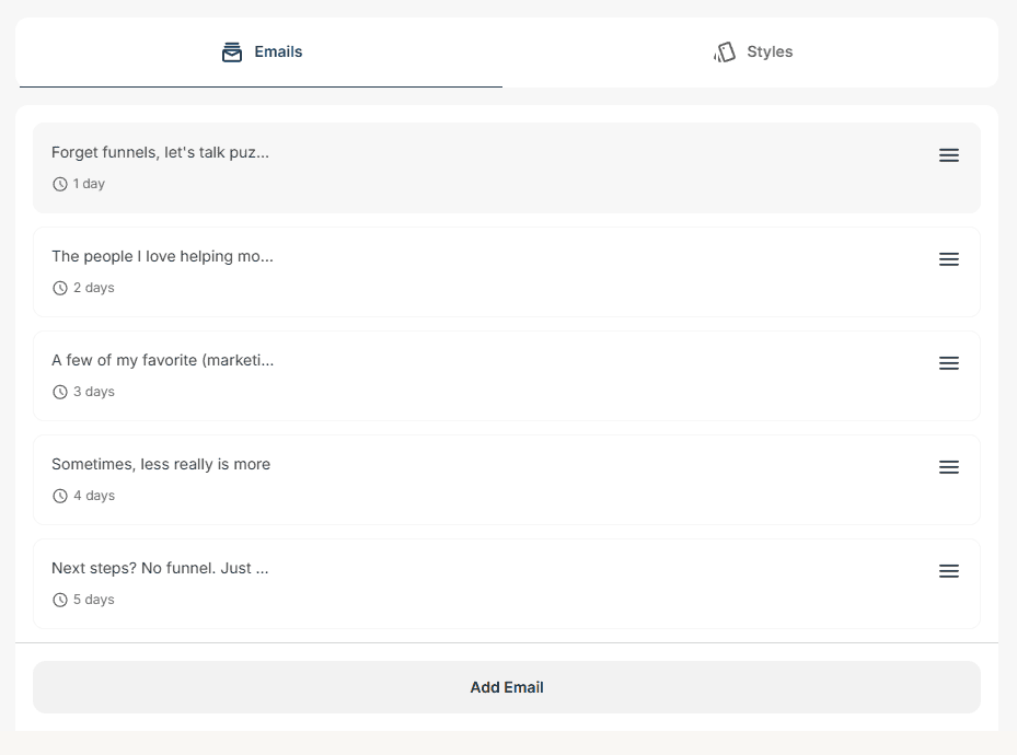 Welcome Sequence setup example