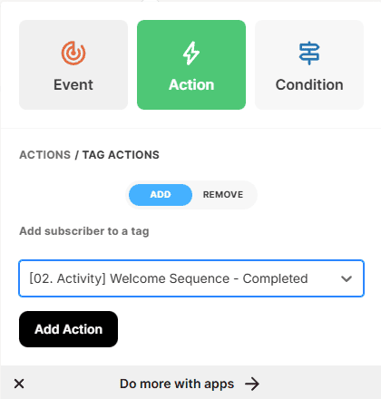 Add a tag in a visual automation in Kit