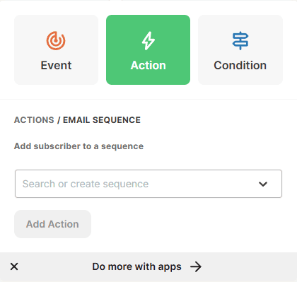 Select your email sequence in a visual automation in Kit